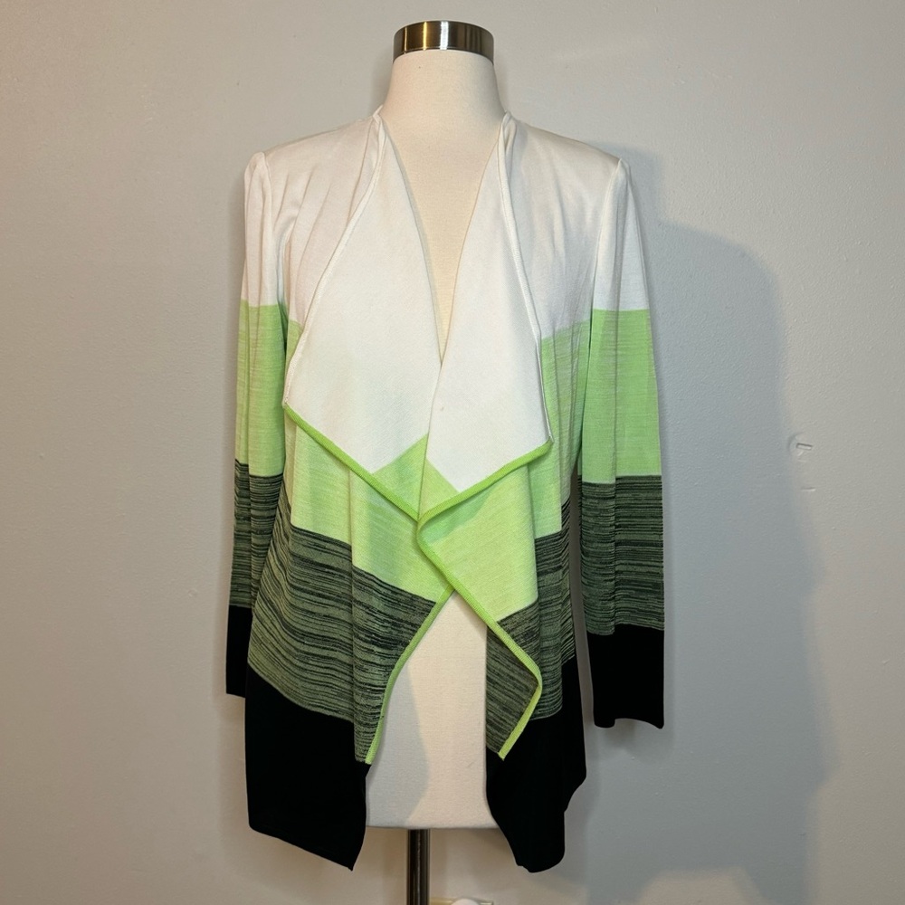 Ming Wang Cardigan Size Small green black white sweater